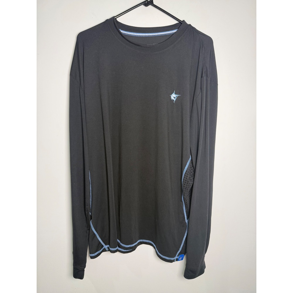 White Water Mens XXL Black Long Sleeve Performance Fishing Shirt Marlin Logo